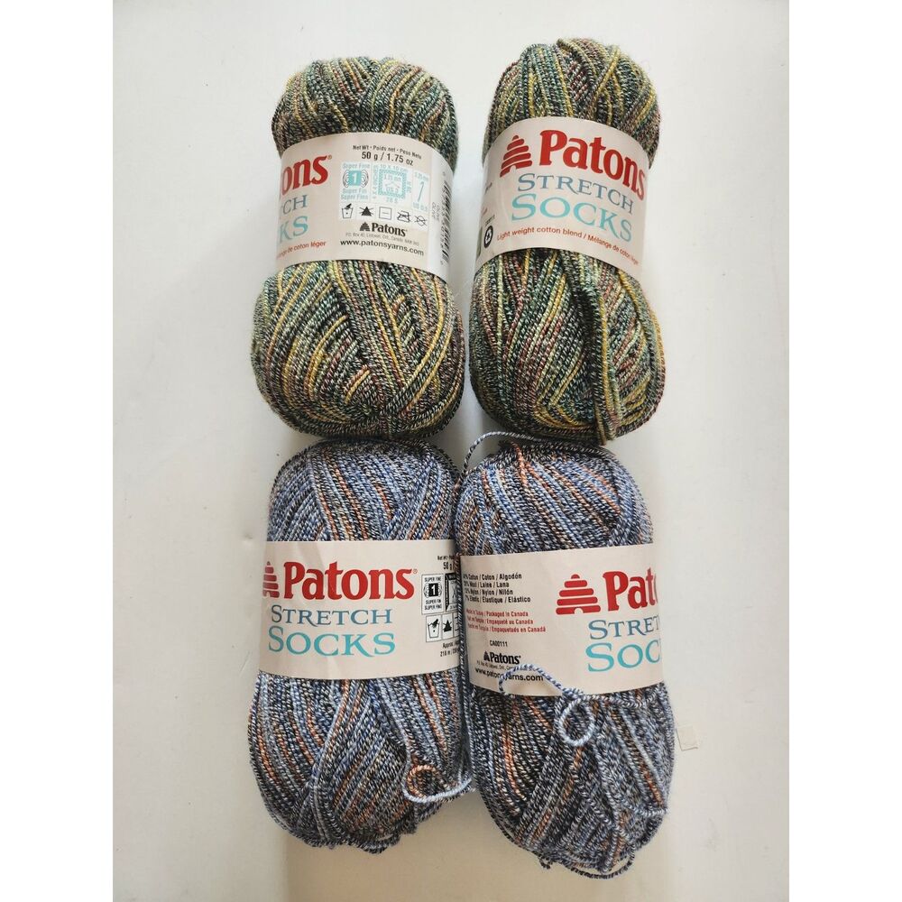 4 Skeins of Patons Stretch Socks inn two colors B33